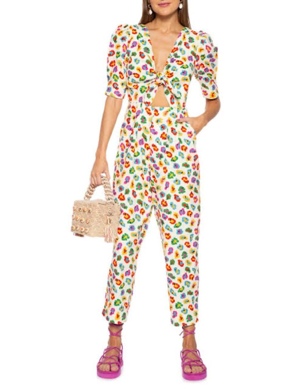 Farm Rio Floral Jumpsuit Size XS